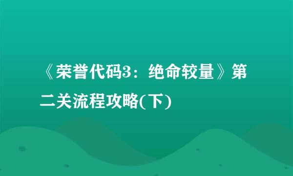 《荣誉代码3：绝命较量》第二关流程攻略(下)