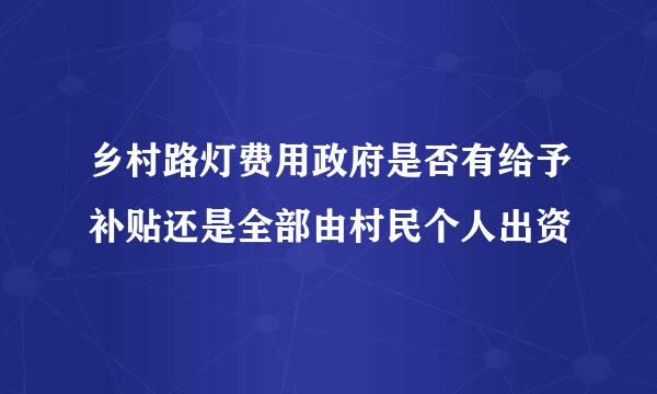 乡村路灯费用政府是否有给予补贴还是全部由村民个人出资