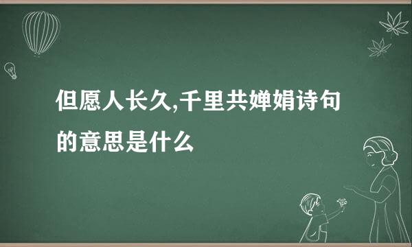 但愿人长久,千里共婵娟诗句的意思是什么