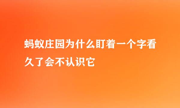 蚂蚁庄园为什么盯着一个字看久了会不认识它