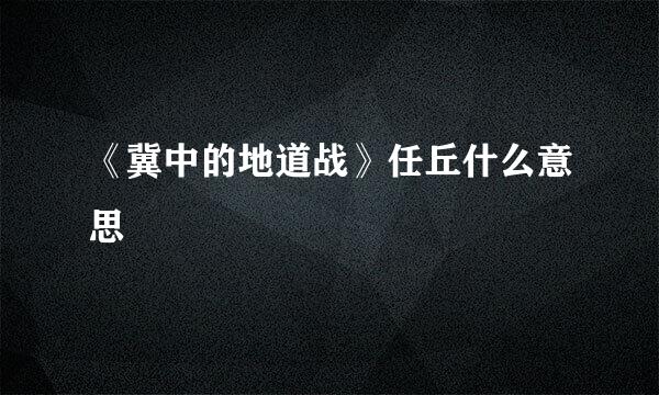 《冀中的地道战》任丘什么意思