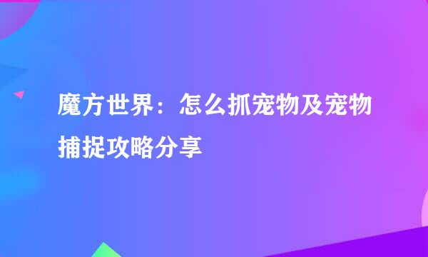 魔方世界：怎么抓宠物及宠物捕捉攻略分享