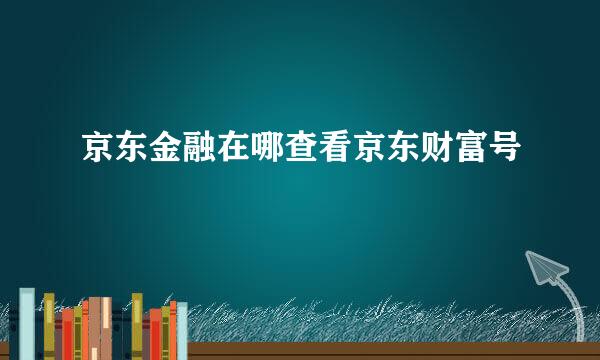 京东金融在哪查看京东财富号