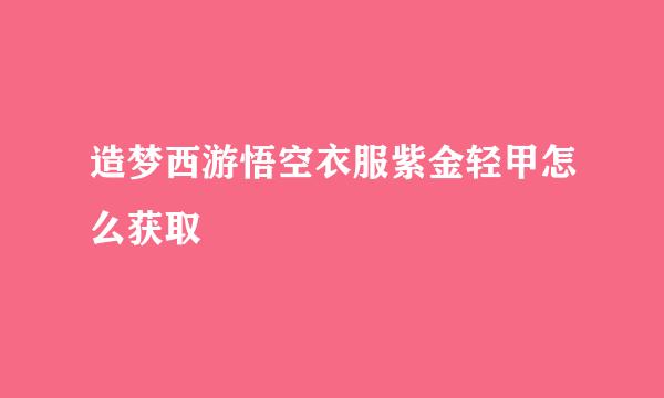 造梦西游悟空衣服紫金轻甲怎么获取