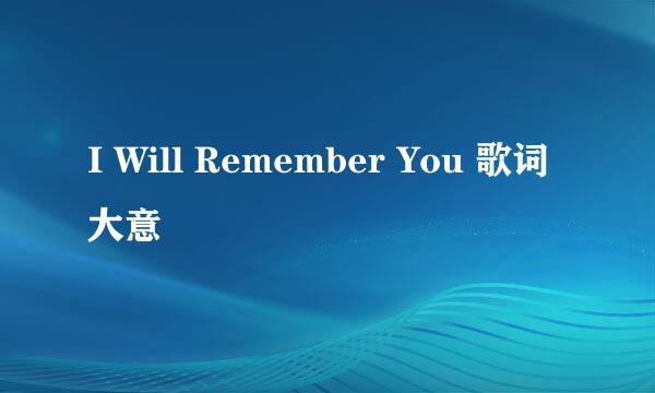 I Will Remember You 歌词大意