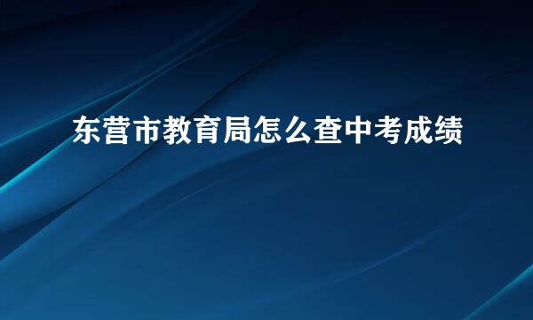 东营市教育局怎么查中考成绩