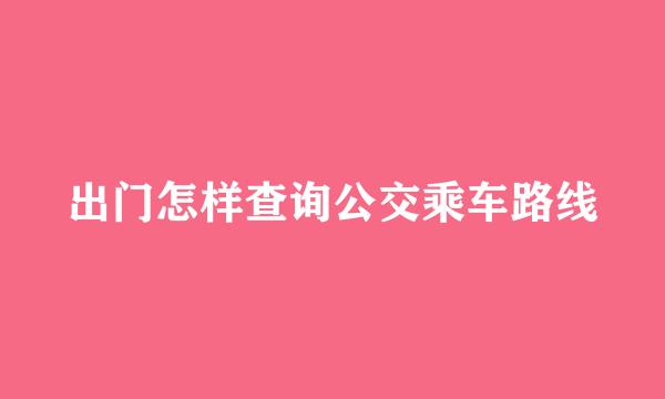 出门怎样查询公交乘车路线