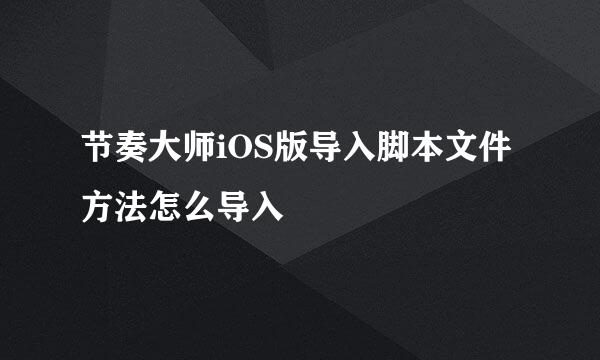 节奏大师iOS版导入脚本文件方法怎么导入