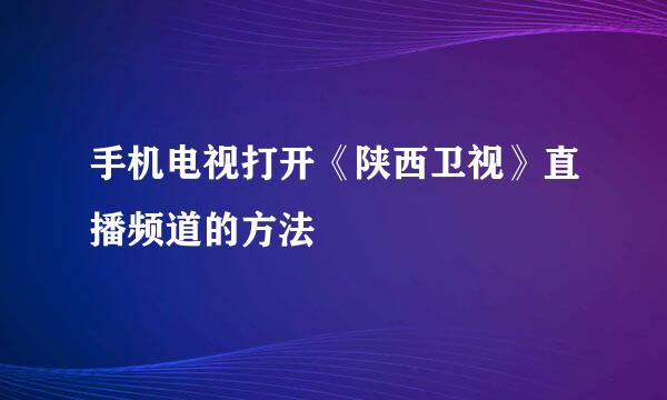 手机电视打开《陕西卫视》直播频道的方法