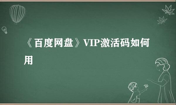 《百度网盘》VIP激活码如何用