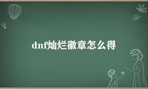 dnf灿烂徽章怎么得