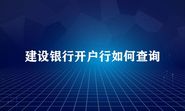 建设银行开户行如何查询