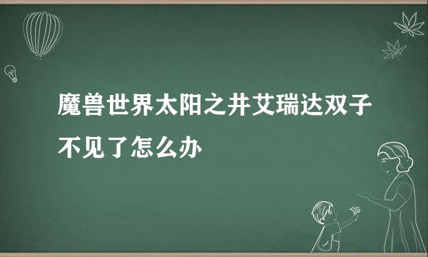 魔兽世界太阳之井艾瑞达双子不见了怎么办