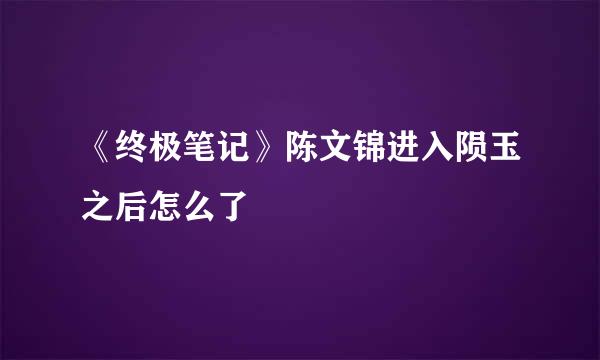 《终极笔记》陈文锦进入陨玉之后怎么了