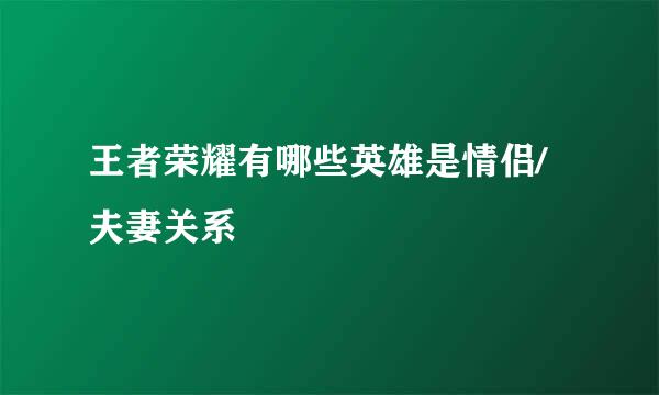 王者荣耀有哪些英雄是情侣/夫妻关系