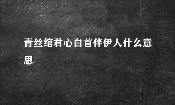 青丝绾君心白首伴伊人什么意思