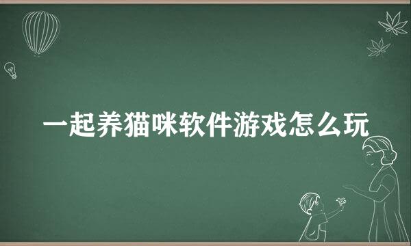 一起养猫咪软件游戏怎么玩