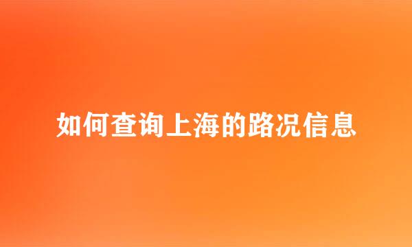 如何查询上海的路况信息