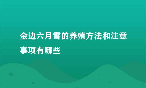 金边六月雪的养殖方法和注意事项有哪些