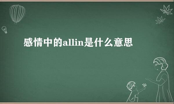 感情中的allin是什么意思