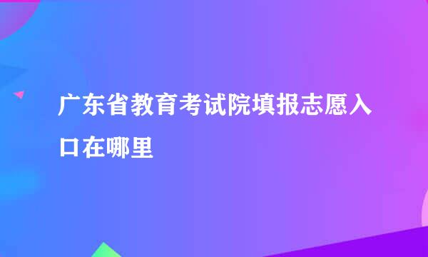 广东省教育考试院填报志愿入口在哪里