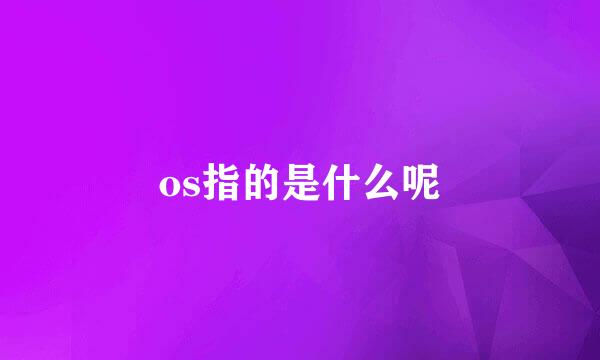 os指的是什么呢