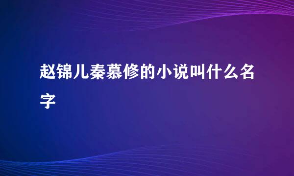 赵锦儿秦慕修的小说叫什么名字