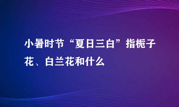 小暑时节“夏日三白”指栀子花、白兰花和什么