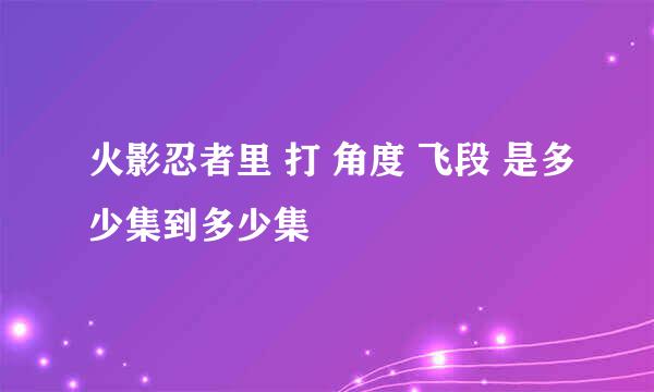 火影忍者里 打 角度 飞段 是多少集到多少集