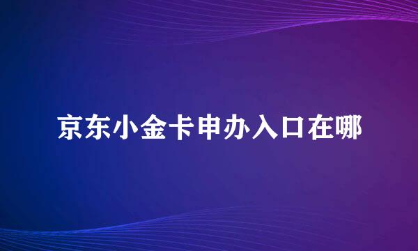 京东小金卡申办入口在哪