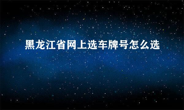 黑龙江省网上选车牌号怎么选