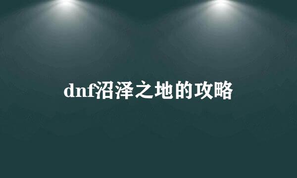 dnf沼泽之地的攻略