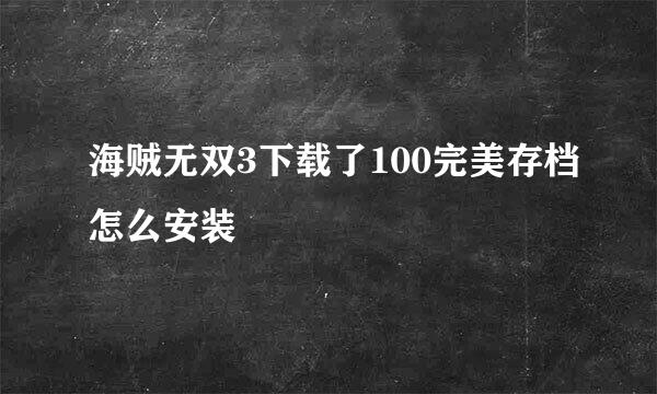 海贼无双3下载了100完美存档怎么安装