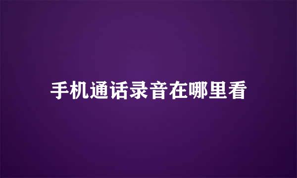 手机通话录音在哪里看