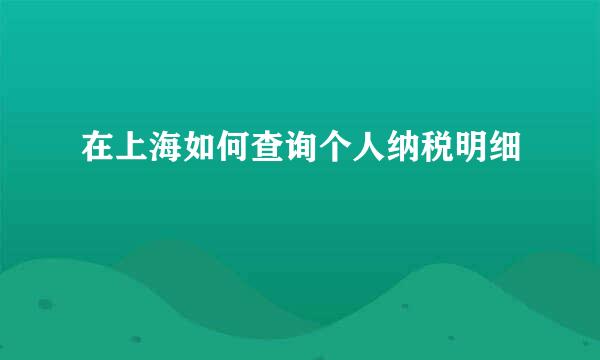 在上海如何查询个人纳税明细