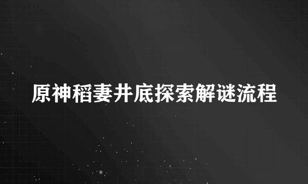 原神稻妻井底探索解谜流程