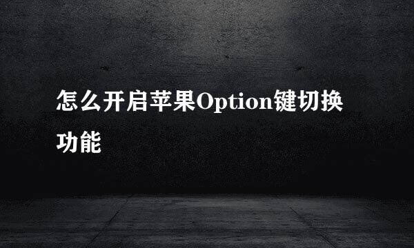 怎么开启苹果Option键切换功能