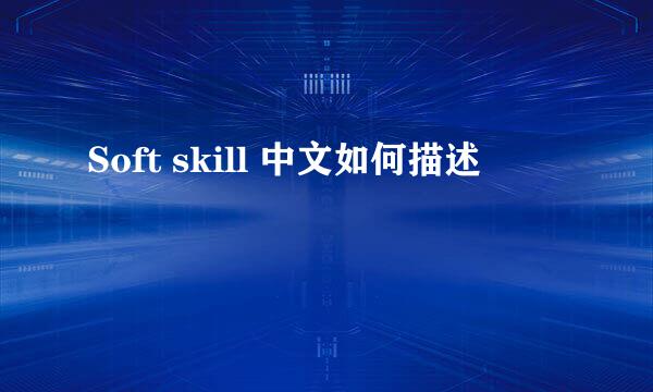 Soft skill 中文如何描述