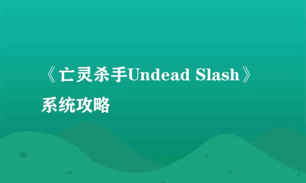 《亡灵杀手Undead Slash》系统攻略