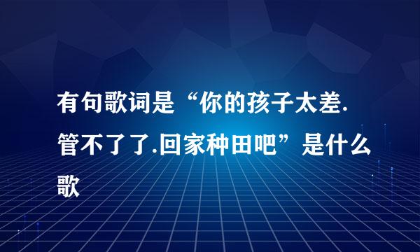 有句歌词是“你的孩子太差.管不了了.回家种田吧”是什么歌