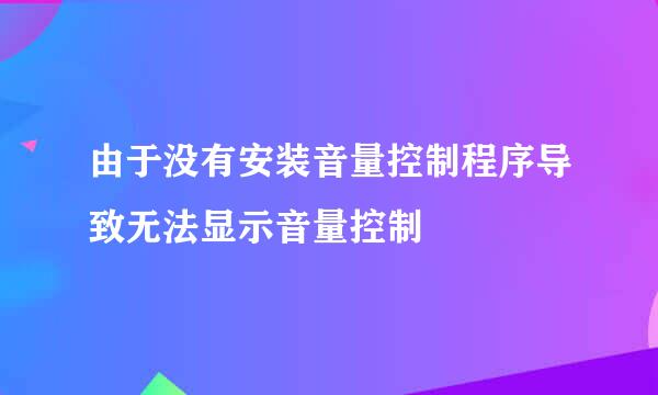 由于没有安装音量控制程序导致无法显示音量控制