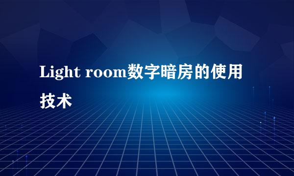 Light room数字暗房的使用技术