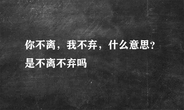 你不离，我不弃，什么意思？是不离不弃吗