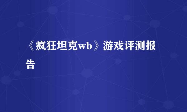 《疯狂坦克wb》游戏评测报告