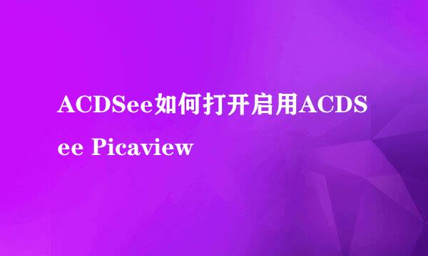 ACDSee如何打开启用ACDSee Picaview