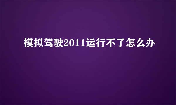 模拟驾驶2011运行不了怎么办