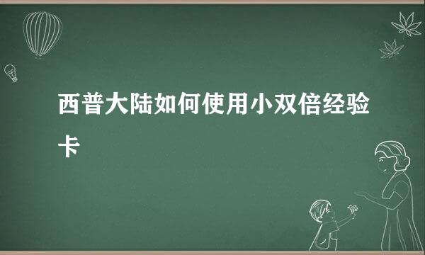 西普大陆如何使用小双倍经验卡