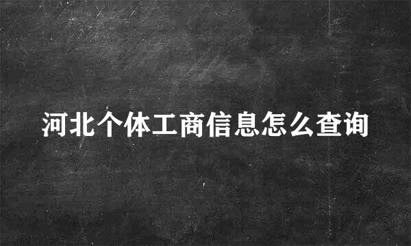 河北个体工商信息怎么查询