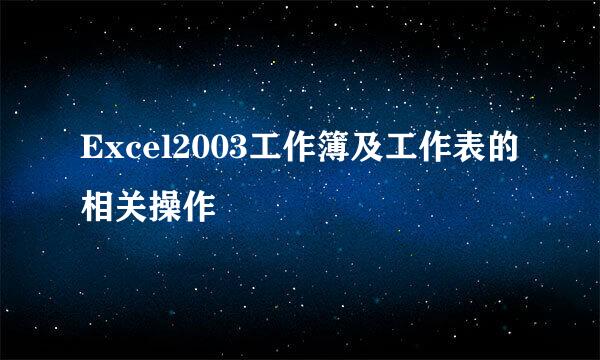 Excel2003工作簿及工作表的相关操作