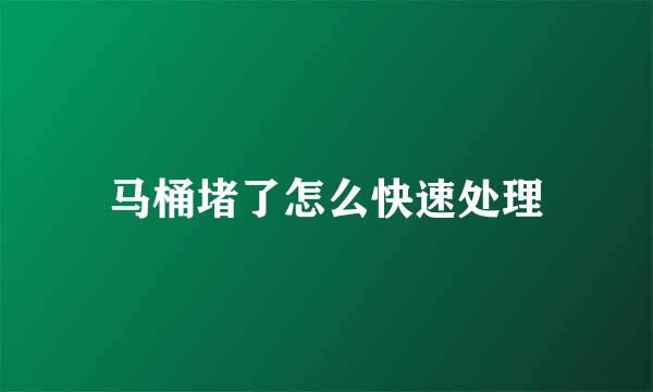 马桶堵了怎么快速处理